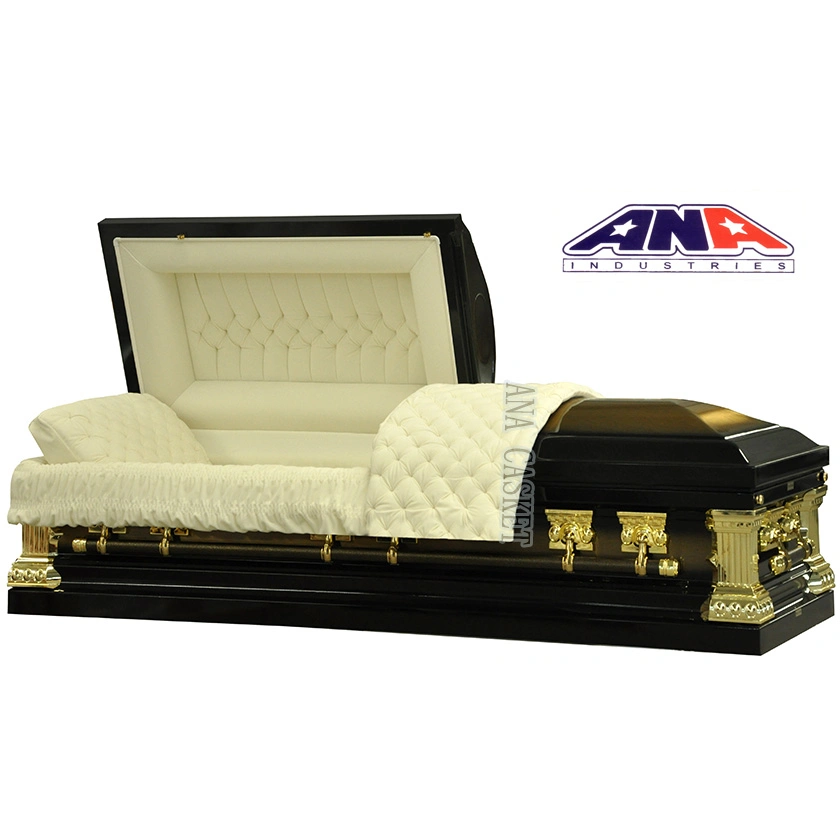 Brush Bronze 18ga Steel Spuare Corner Funeral Metal Casket