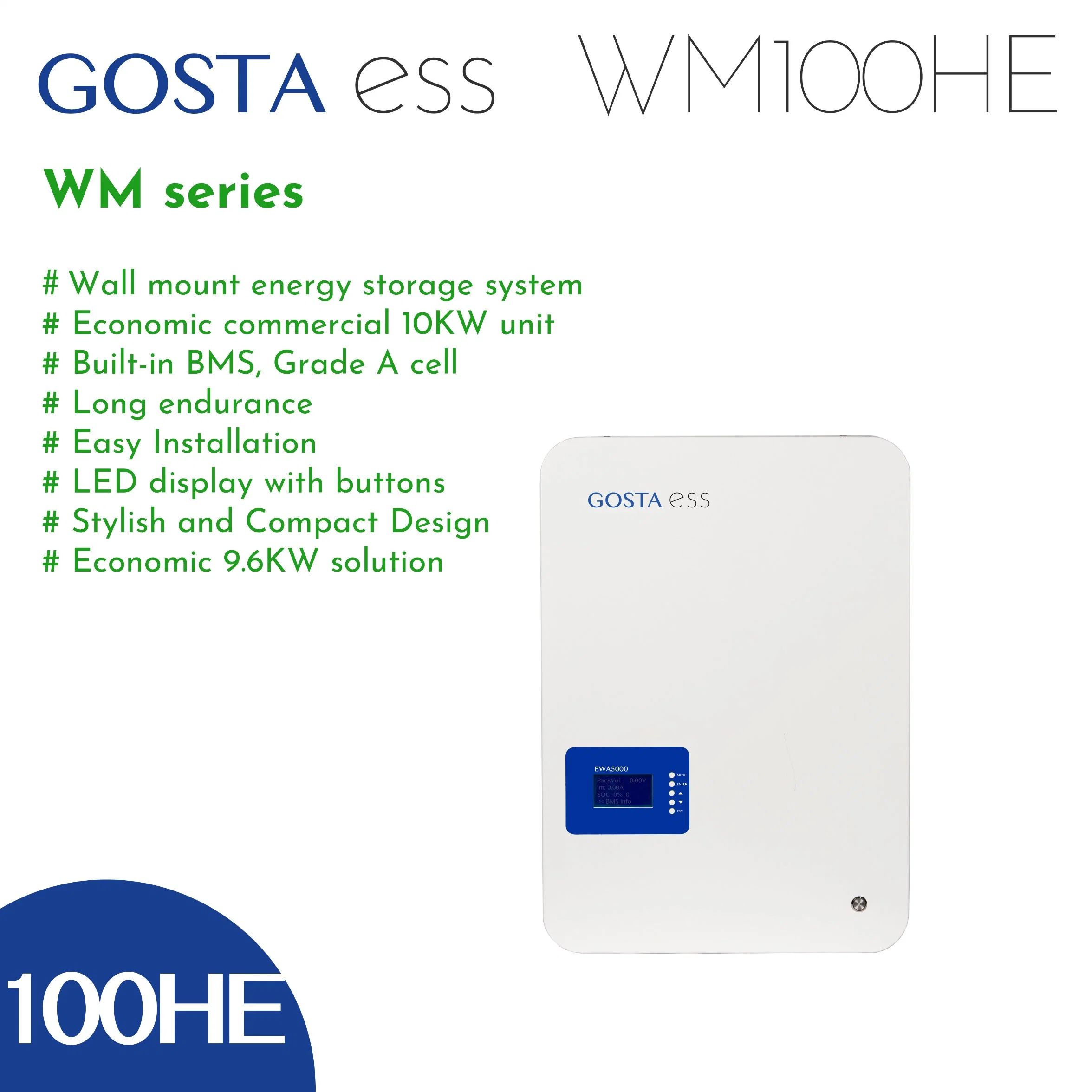 Gosta Wm100he WM Serie 10kWh wirtschaftliche Energiespeicher Wandhalterung Batterie