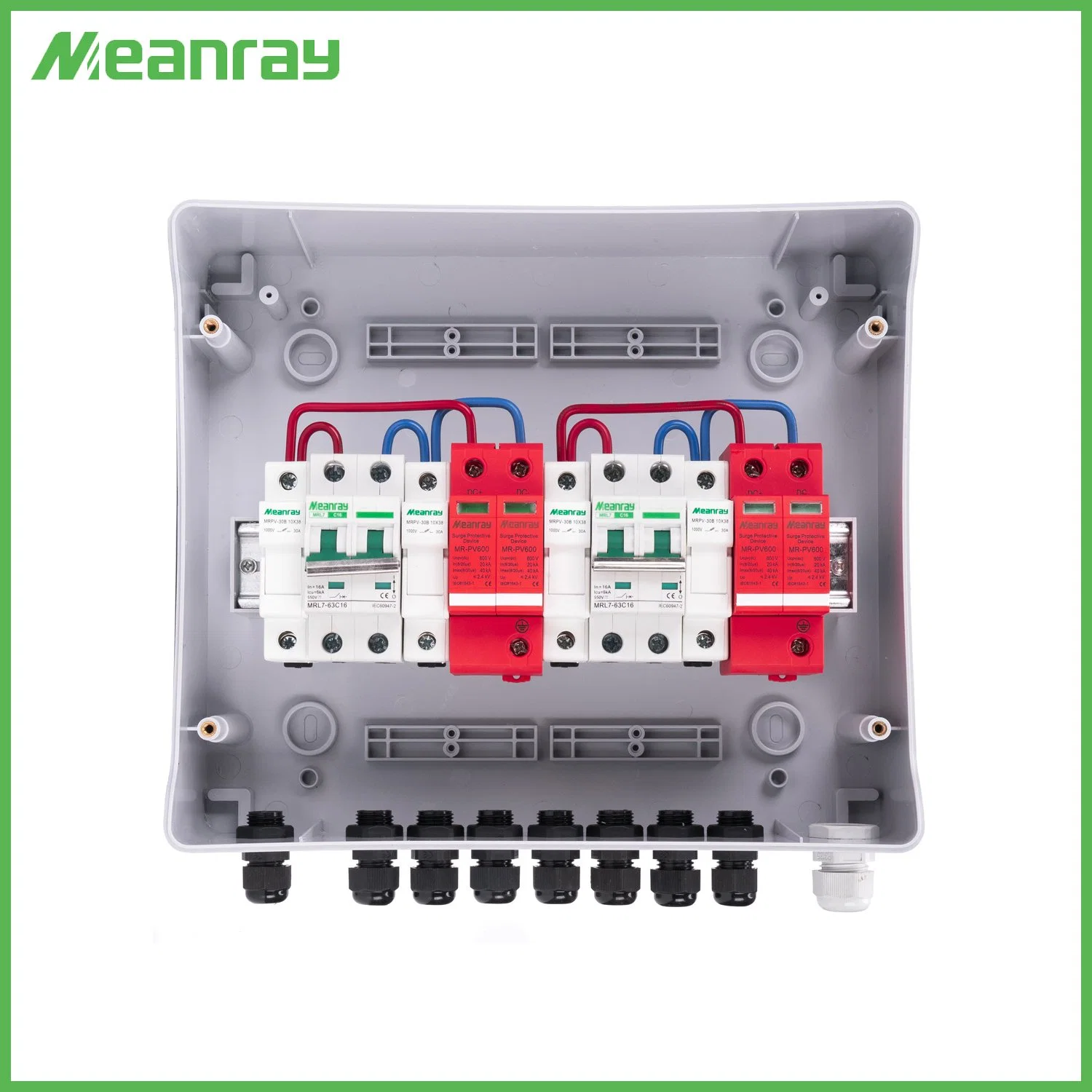 PV Series IP65 DC Solar PV Array Strings Combiner Box with Solar Connector and Cable Gland