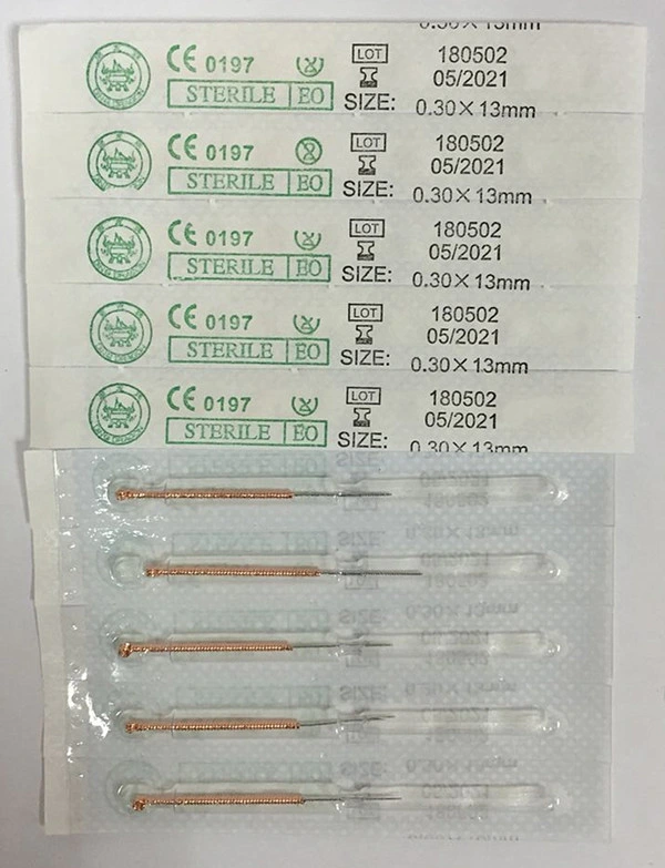 Sterile Copper Handle Acupuncture Needle Without Tube 0.30*13mm