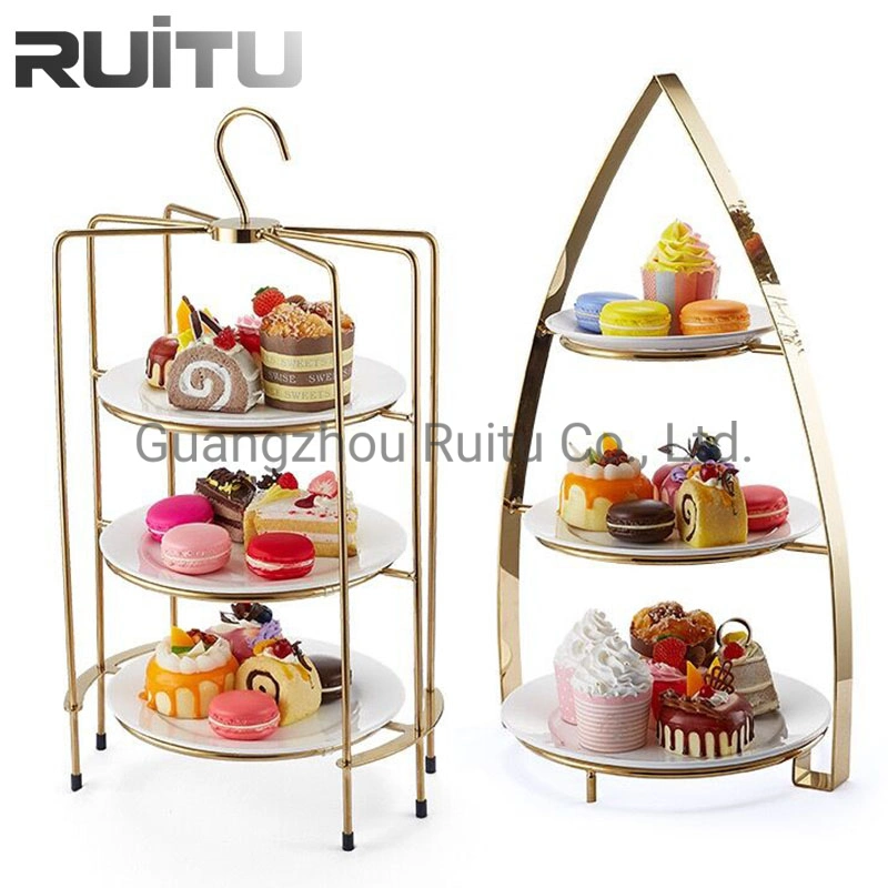 Banquet Home Catering Buffet Food Salt Holder Mixer Serving Containers Server Bowls Set with Stands Luxury 3 Tier Ceramic Fruit Salad Bowls Display Stand