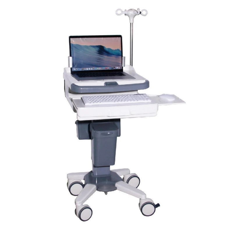 ABS Plastic Mobile Workstation Computer Trolley Hospital Medical Computer Cart with Drawer