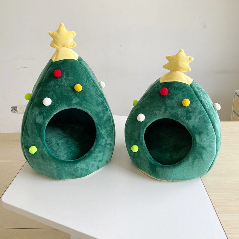 New Christmas Tree Cat Litter Dog Litter Winter Warm Pet Litter Winter Cat House Pet Supplies Christmas Pet Litter