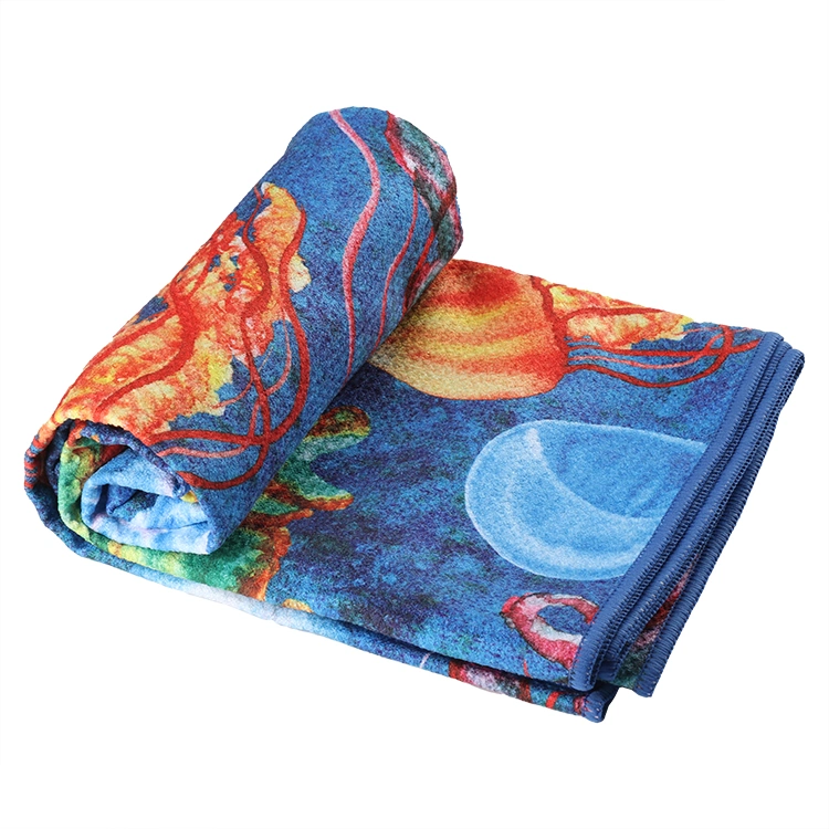 RPET Plastic Bottle Microfiber Design Double Side Printing Recycled Waffle Weave Beach Towel