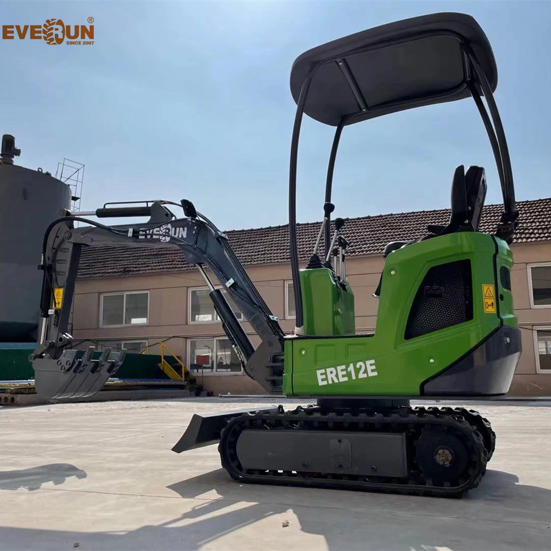 Everun Ere12e 1100kg Micro Digger Machine with LED Working Light Bucket Tracked Small Hydraulic Crawler Electric Mini Excavator