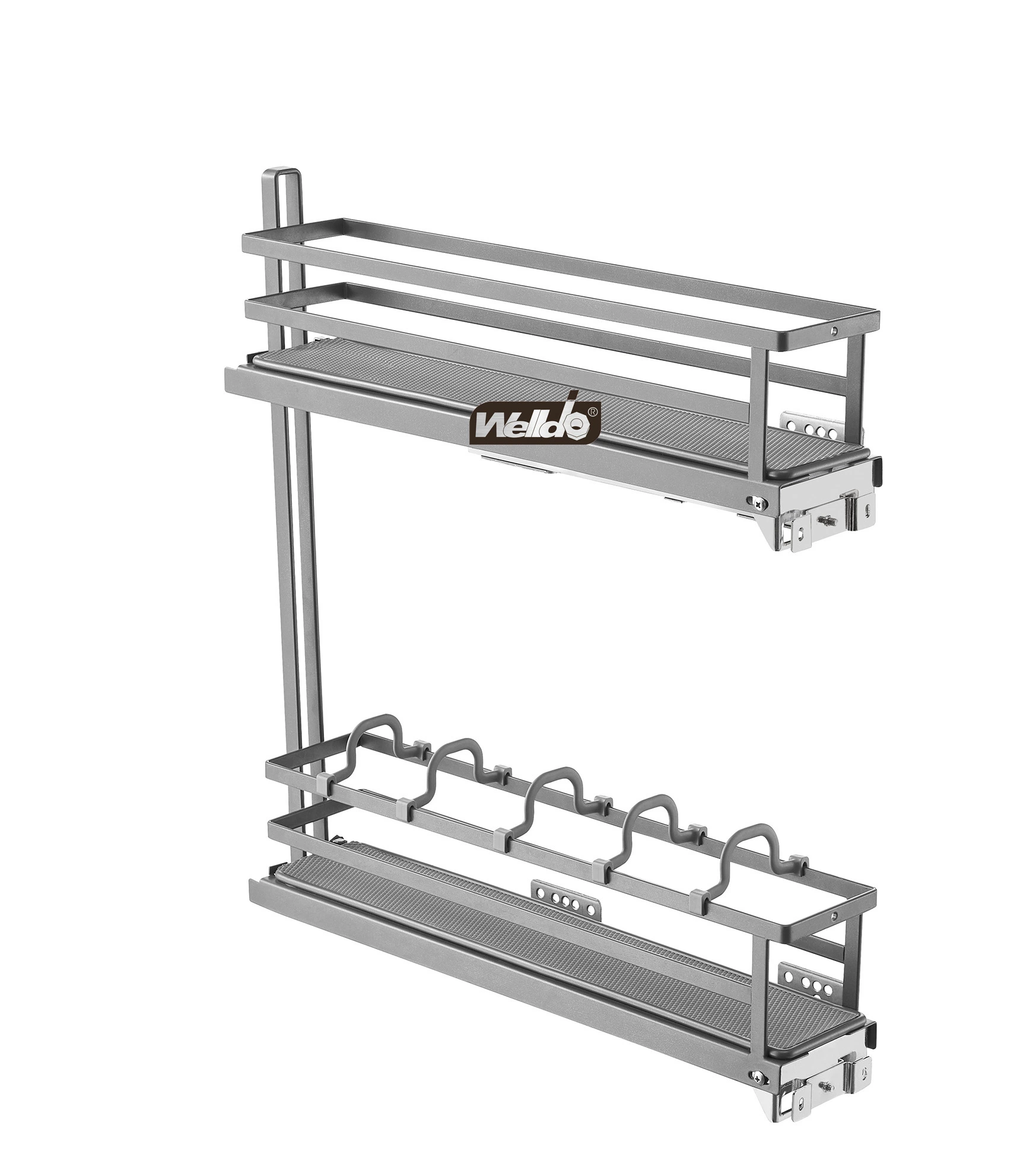 Soft Close Cocina lateral Tire Out Basket 2-Shelf Storage Rack