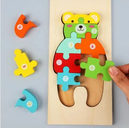 New Designs Wooden 3D Puzzles Montessori Game Toys Children Jigsaw Puzzle Educational Toys for Kids