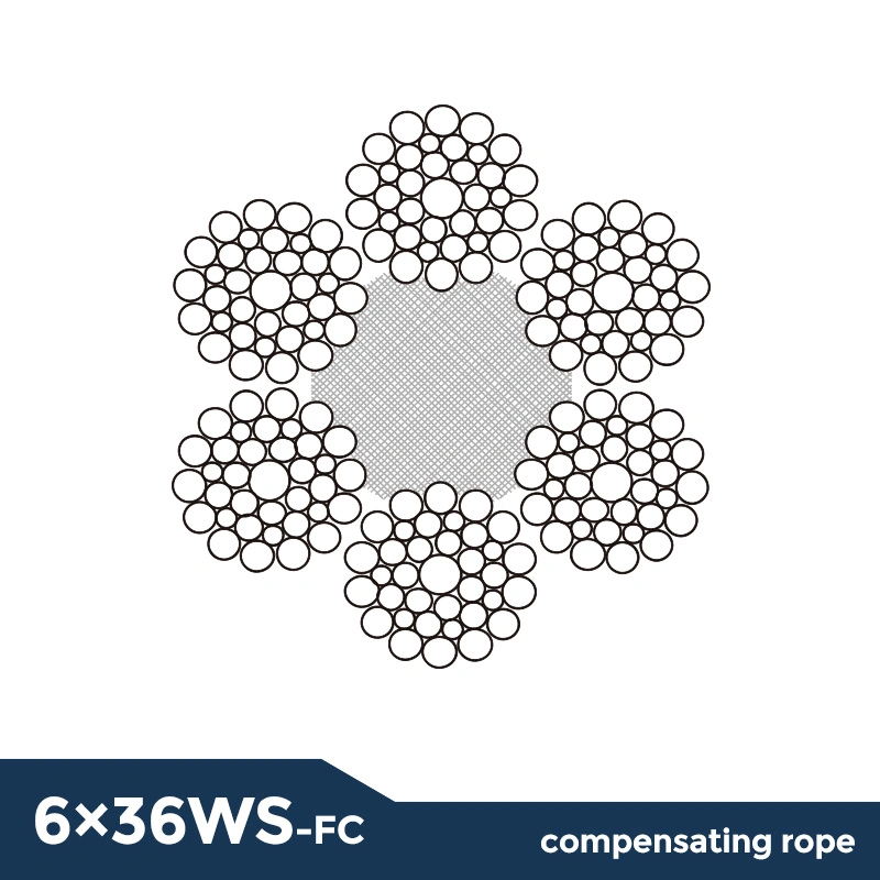 6*29 6*36 FC Steel Wire Rope for Lift Elevator Compensating Balance Cable 6X29 6X36