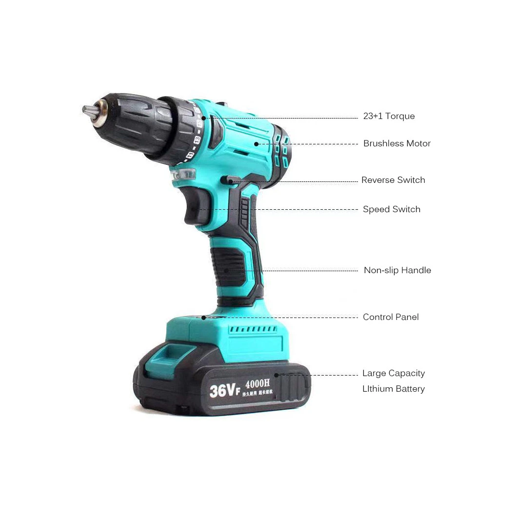 Reliable Construction Quality Rechargeable Electric Cordless Impact Drill Max Steel Wood Power Torque Time Input