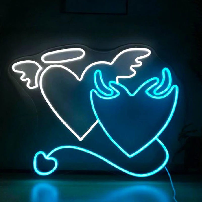 Белый и голубой цвета в форме сердечка свадебное оформление номера неоновые лампы LED