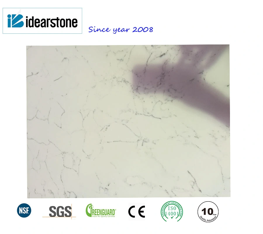 SGS Passed Moh's 6 High Hardness Polished Carrara Jazz White Calacatta Artificial Composite Quartz Stone