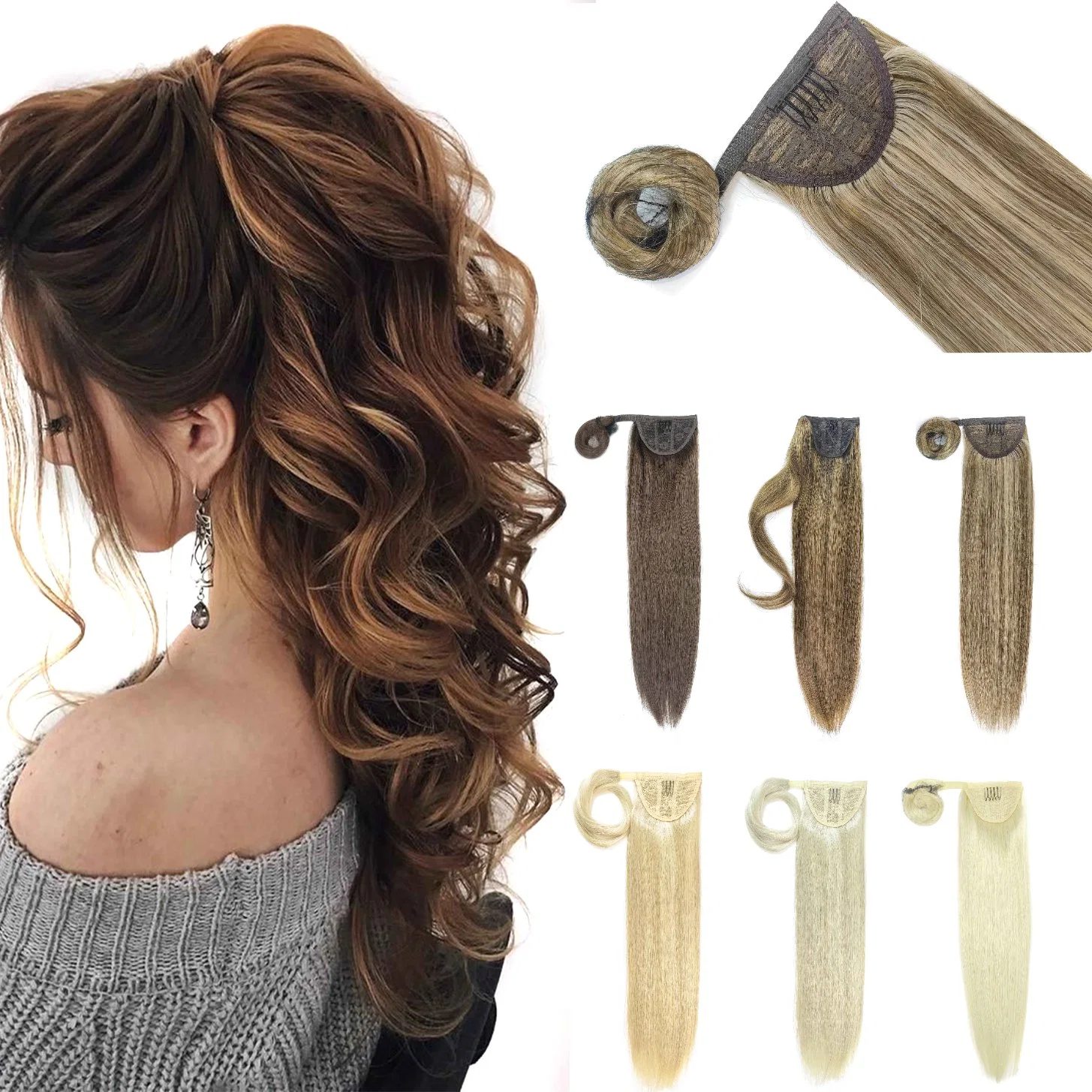 Extensão de cabelo humano Kbeth 100% virgem Remy rabo-de-Long encaixar na reta Natural loira mulheres Pony Tail Virgem Brasileira extensões disponíveis para compra