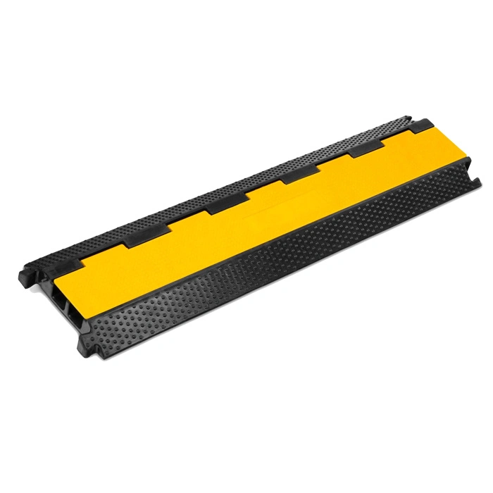 2-канальный резиновый кабельный мост для напольного покрытия черного и желтого цвета для автомобиля