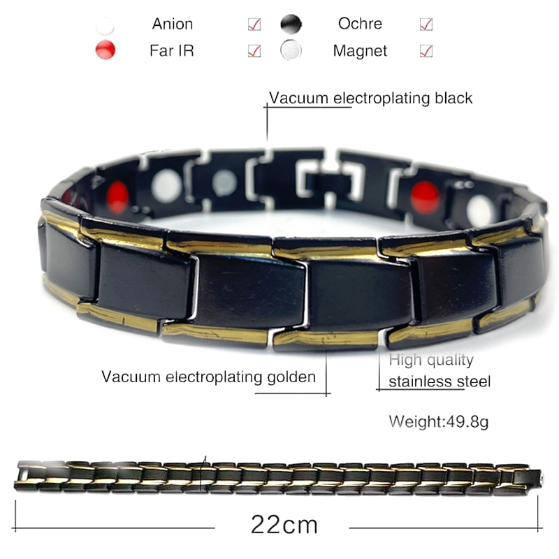 Men Body Slimming Weight Loss Bracelet Anti-Fatigue Healing Hematite Bead Stretch Magnetic Bracelet Therapy Bead Wrist Detachable Bracelets