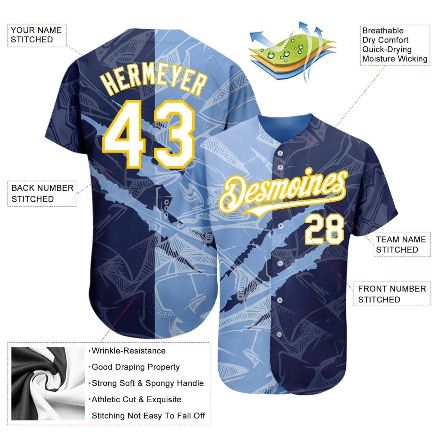 Custom Printing Baseball Uniform Style Wholesale/Supplier Cheap Blank Baseball Jersey Sportswear Shirts