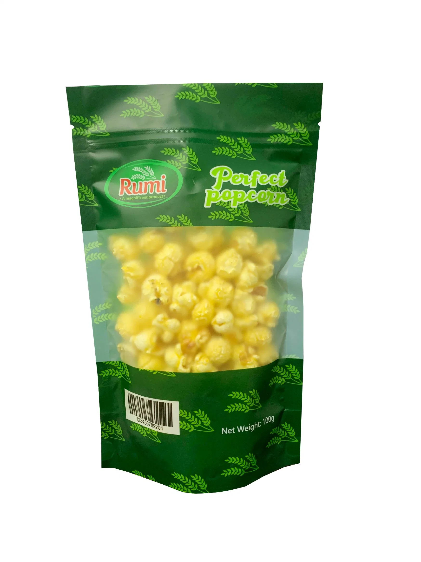 Custom Flexible Packaging Manufacturer Matte Plastic Stand up Bags with Zipper Clear Window for Snack Popcorn