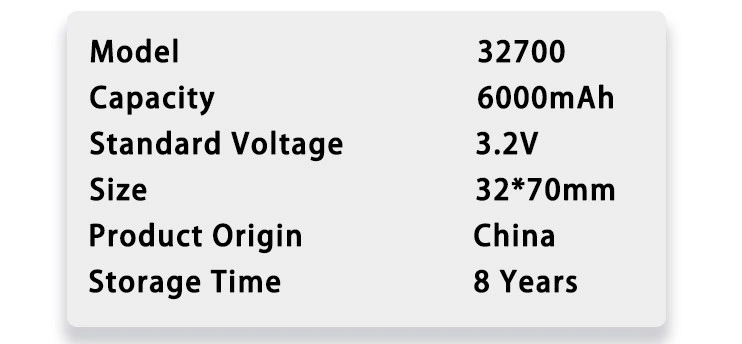 Voltai Rechargeable 32700 LiFePO4 Battery Cell 3.2V 6000mAh Lithium Battery for Power Storage