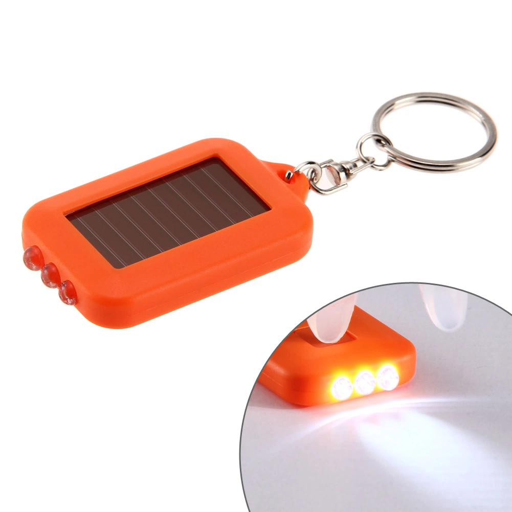 Solar Energy Light Keychain 3 LED Electric Torch with Key Chain