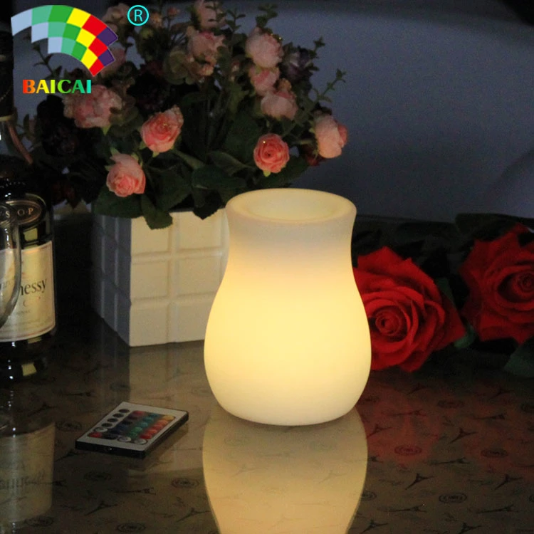 Polyethylene Battery Rechargeable Cordless LED Portable Flower Pot Design Table Lamp