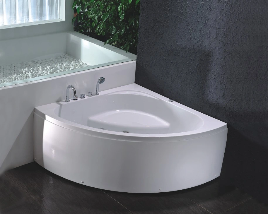 Triangle White Acrylic Cheap Corner Massage Bathtub