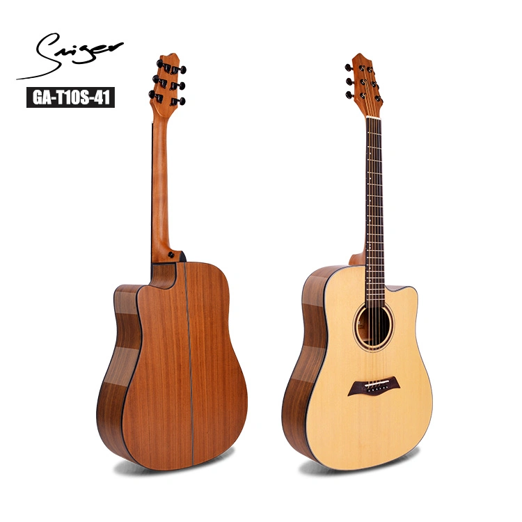 41Pouce Coupe, de guitare acoustique en bois massif guitares acoustiques, la taille de la Guitare Folk Ga-T10S-41