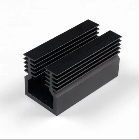 Black Anodized 6063-5 Aluminum Extrusion Profile with CNC Machining for Audio Heat Sink LED Cooling Heat Sink Computer Heatsink