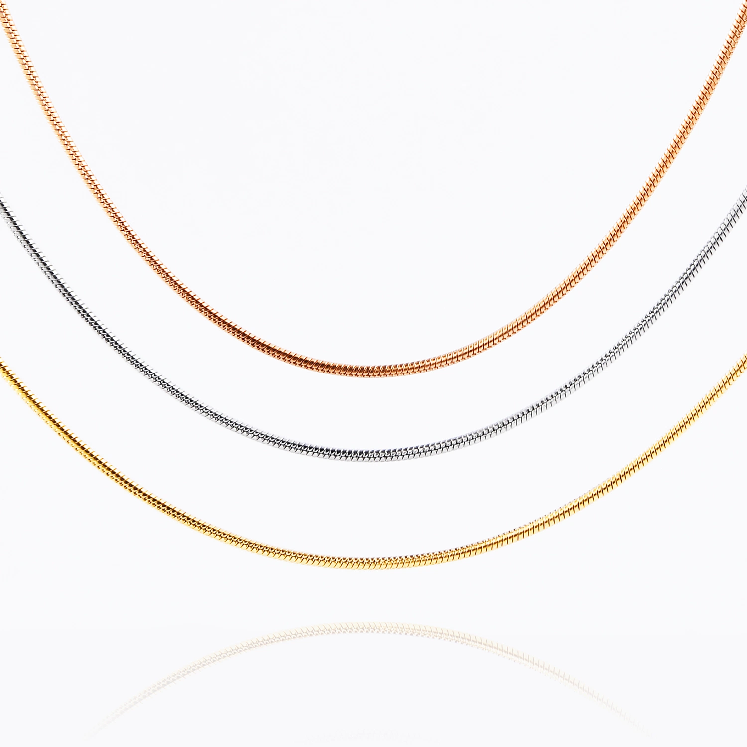 Edelstahl Runde Schlangenkette 1,2mm 2mm 2,4mm 3,2mm rund Halskette Zubehör für Kleidung Glas Körper Schmuck