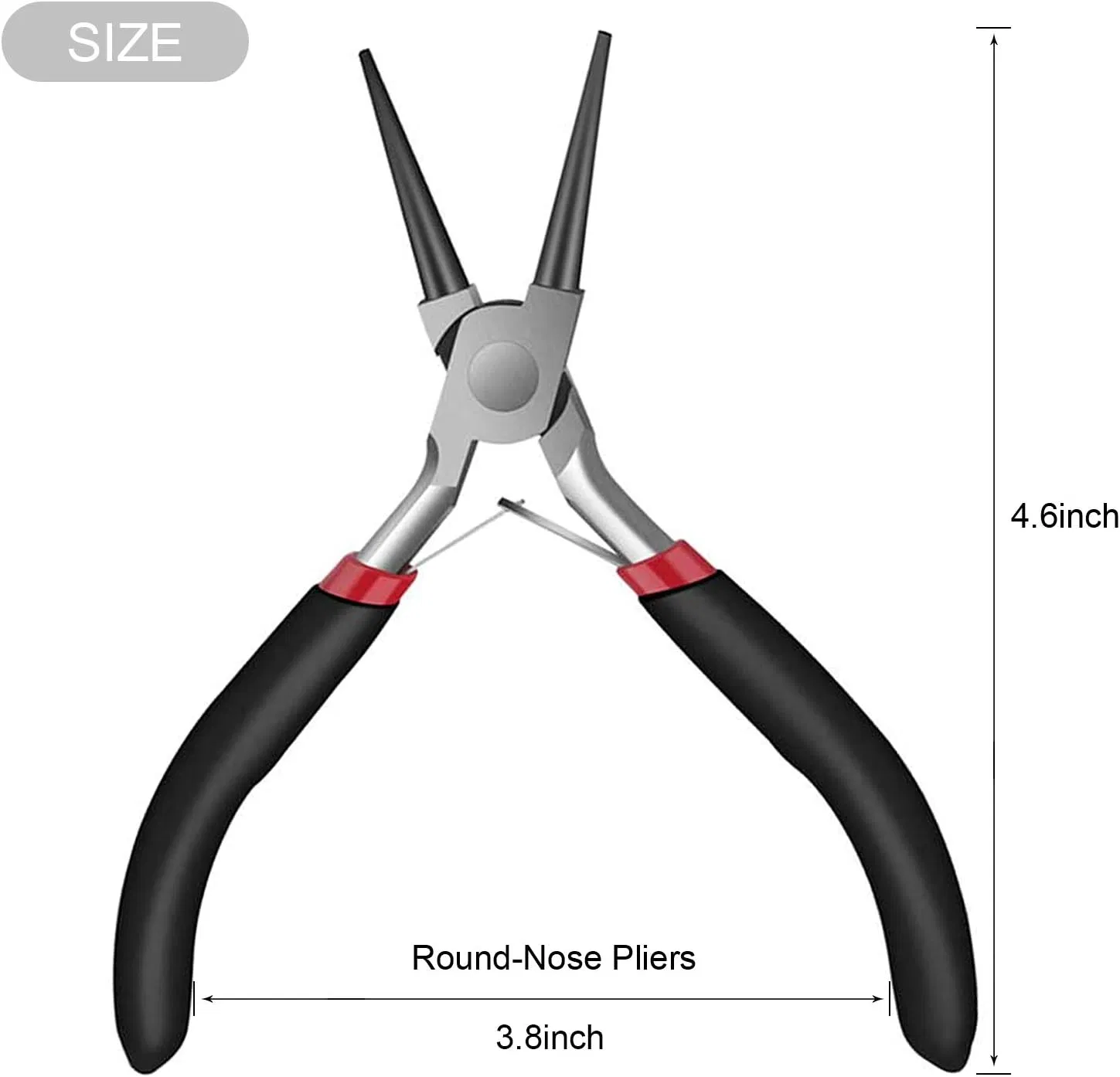 Herramientas de mano profesional pinzas de punta redonda para hacer saltar el anillo, el cable los bucles, formando Curvas (5 pulgadas, negro)