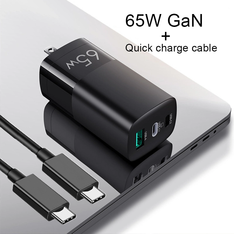 Laptop Charger Supplier Wall Charger 65W GaN AC/DC Power Adapter Pd Function Type C Port Travel Charging Mobile Phone Laptop USB Quick Fast Charger