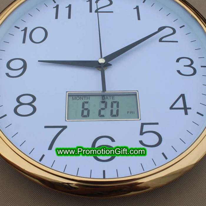 LCD Display Day and Date Calendar Wall Clock