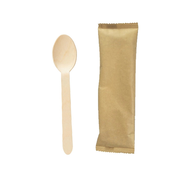 Eco Disposable 160mm Wood Spoon Fork Knife Sets Outdoor