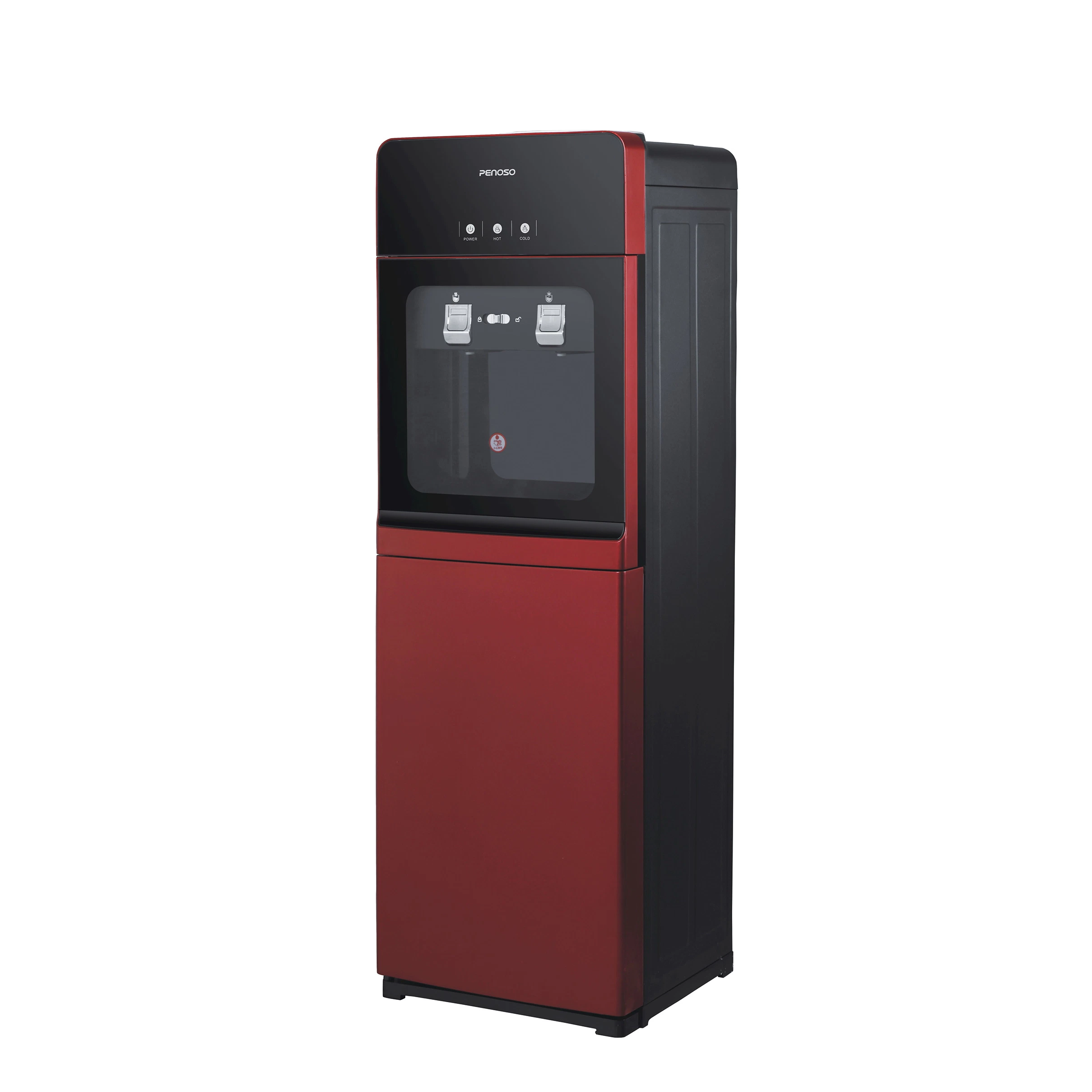 Red Color Made with Compressor Cooling Hot & Cold Water Dispenser Floor Type Vertical Water Dispenser with Storage Cabinet Half Down