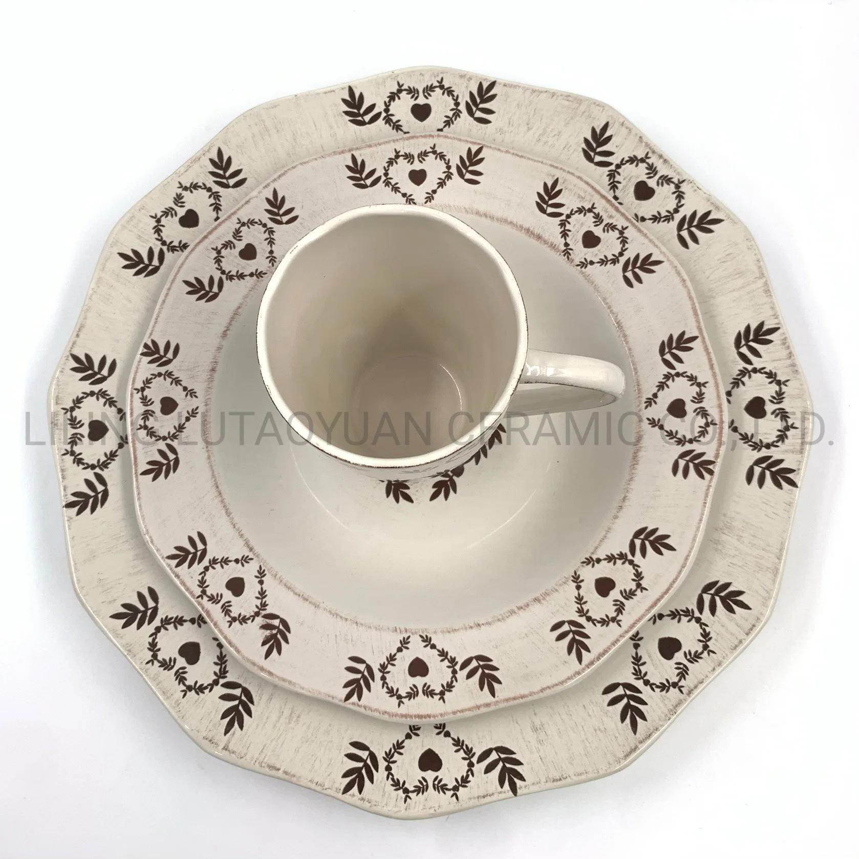 Promotion de la couleur de grès porcelaine Vaisselle en céramique coeurs dîner pour banquet de mariage Restaurant avec logo Pattern Couleur personnalisée et dessins et modèles