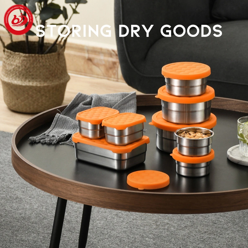 Wholesale/Supplier Stainless Steel 304 Orange Frozen Custom Storage Box with Silicone Lid