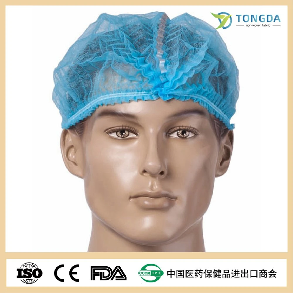 PP Non-Woven Pleated Clip Mob Cap Nurse Cap Metal Detectable