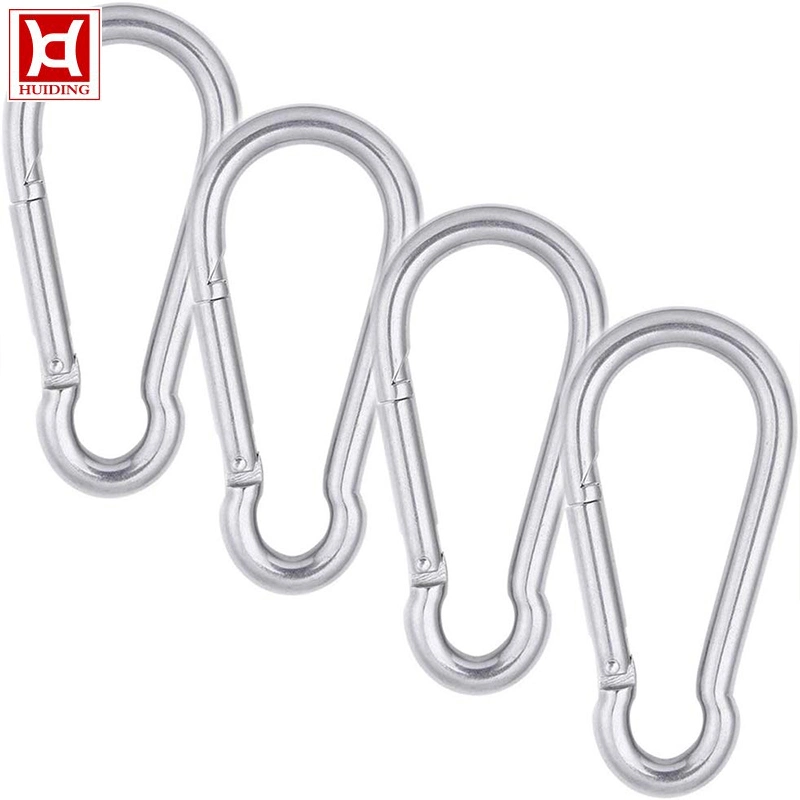 Custom Fashion Hardware Wire Rope Carabiner Galvanized Steel Spring Snap Hook