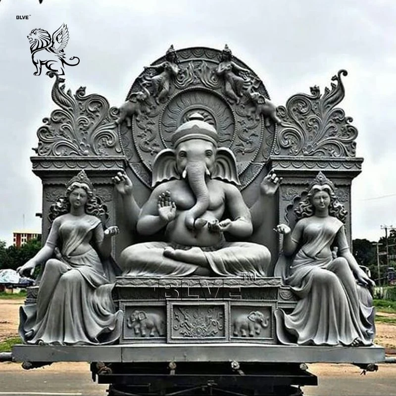 Garden Life Size Indian Religious Black Natural Stone Lord Ganesha Statue Marble Hindu God Sculpture Factory