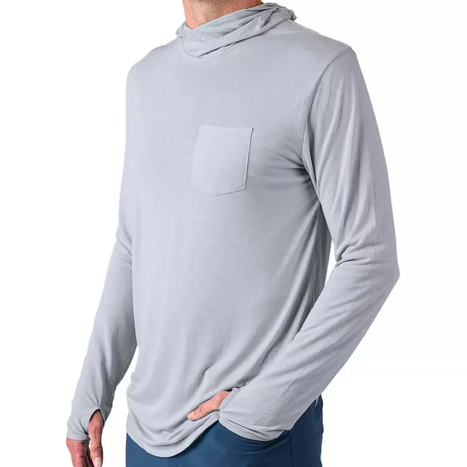 Men's Upf50+ Polyester bambou couleur personnalisée à l'extérieur de l'usure de la pêche UV Sun Bloc Long Sleeve