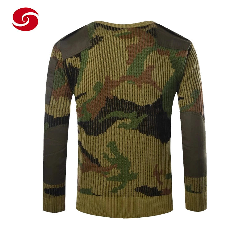 Custom Pullover Aus Wolle/Acryl Mit Rundhalsausschnitt Und Blending Im Militärstil