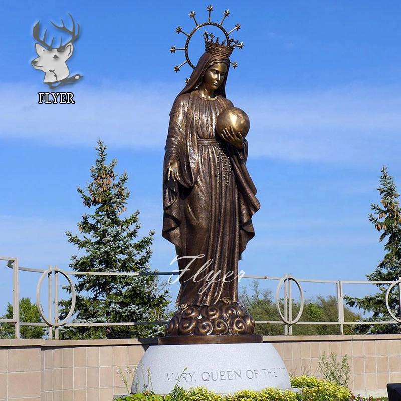 Statue en métal grandeur nature de la Vierge Marie en bronze - Sculpture religieuse de la Sainte Mère Marie