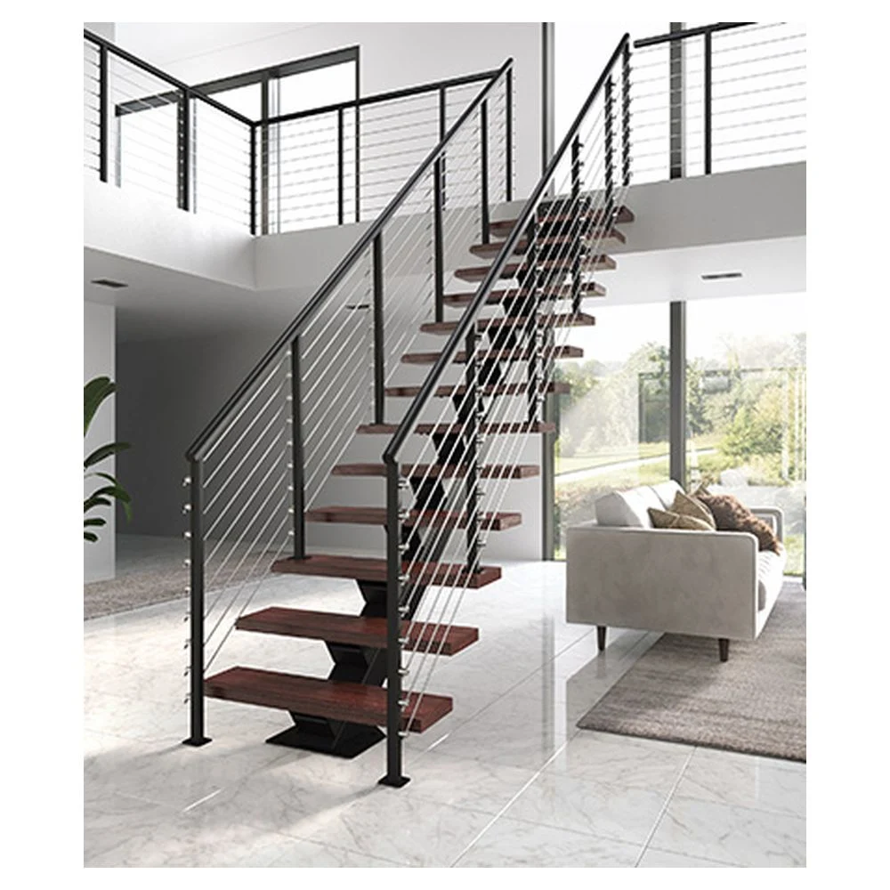 Prima Indoors and Outdoors Modern Design Steel Wood Prefabricated Straight Staircase