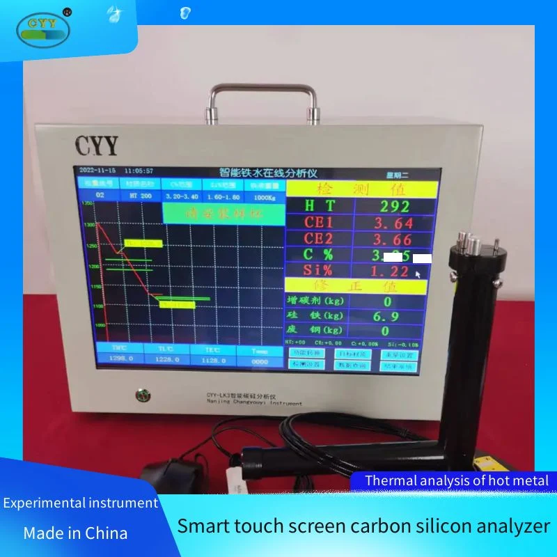 L'analyseur de silicium carbone à écran tactile intelligent est utilisé pour la détection de C%Andsi% dans le métal chaud à l'avant du four et le calcul