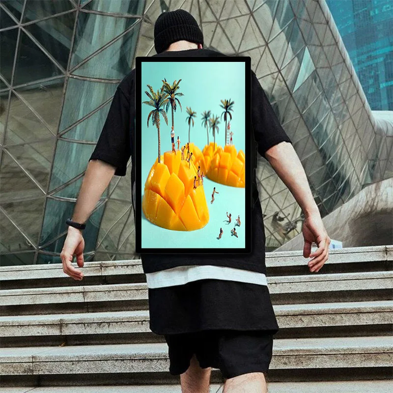 21.5 Inch New Design Human Walking Advertising Player Indoor Outdoor Portable Backpack Display LCD Digital Billboard