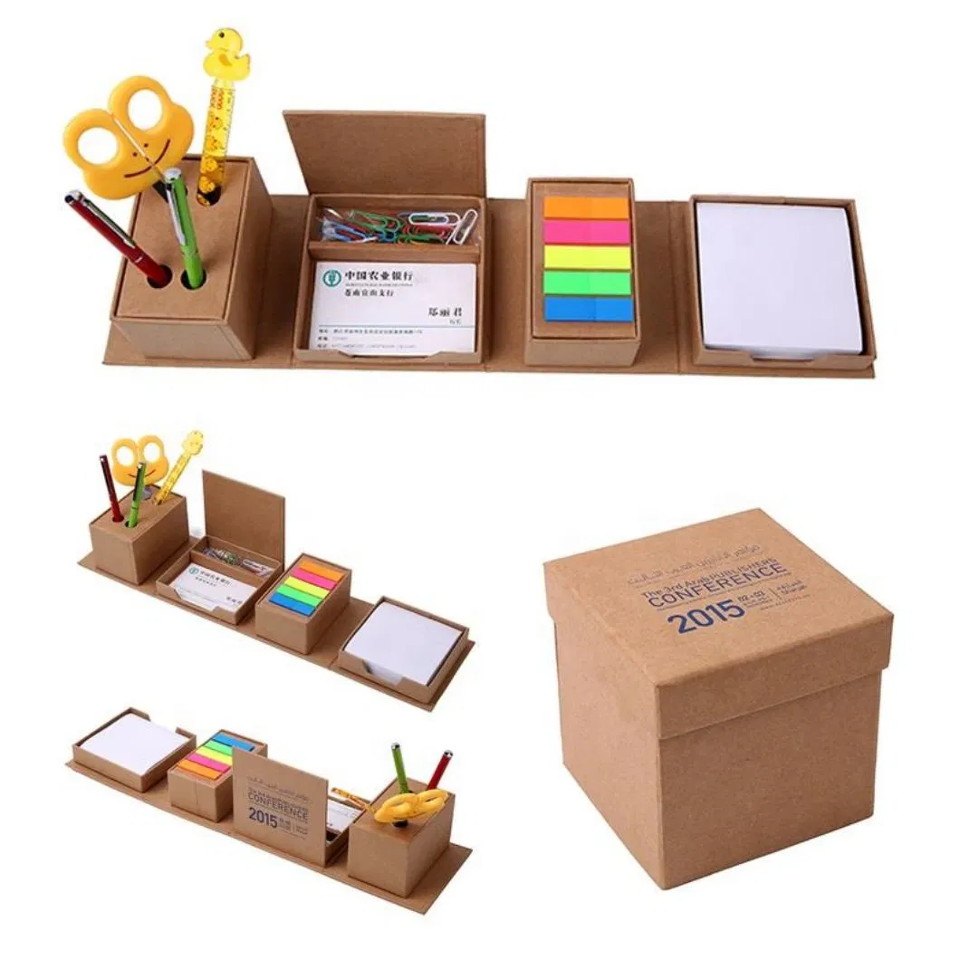 Professional Manufacturers Custom Office Desktop Combined Type Sticky Notes Eco Friendly Cube Memo Pad Box with Pen Holder