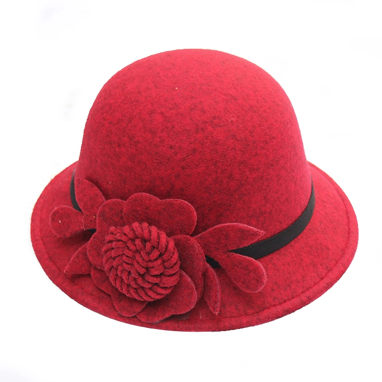 Atacado Moda Inverno quente Cloche Bowler Igreja HAT formal