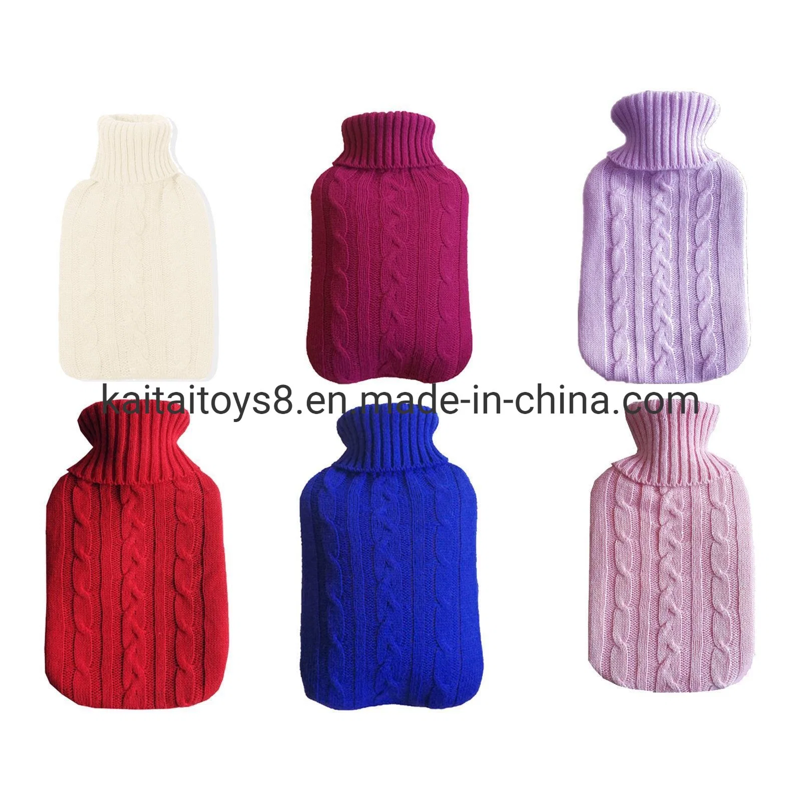 500ml 1000ml 2000ml 2L'eau chaude de caoutchouc naturel Bouteille Sac avec couvercle de tricot couleur unie