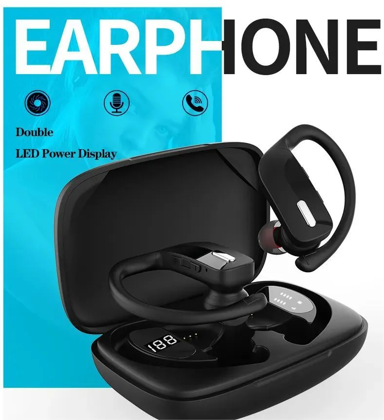 Factory Direct Sales Tws Wireless Earplugs PRO Sports Earphones Bluetooth Earphones Waterproof Game Business Tws Earhook with Le