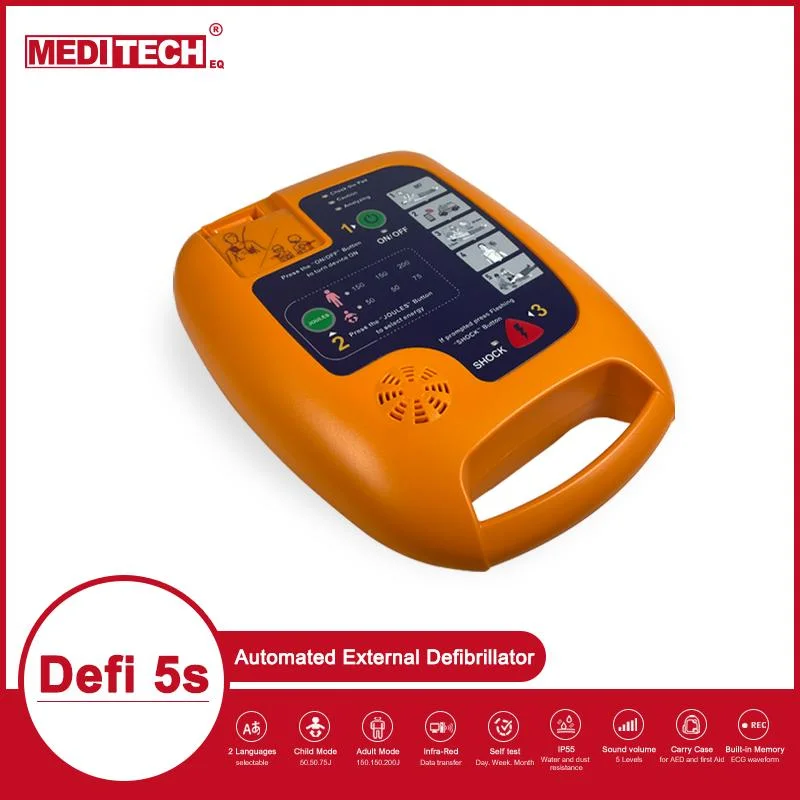 Meditech First Aid Automated External Defibrillator with Slectable Energy and Multi Language with CE