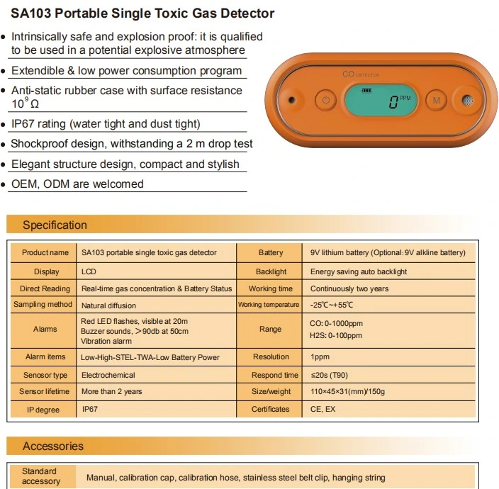 No Charging and Maintain- Free with 2 Year Military Camping Use Co Alarm Carbon Monoxide Detector for Security Alarm with Whosales Price From China