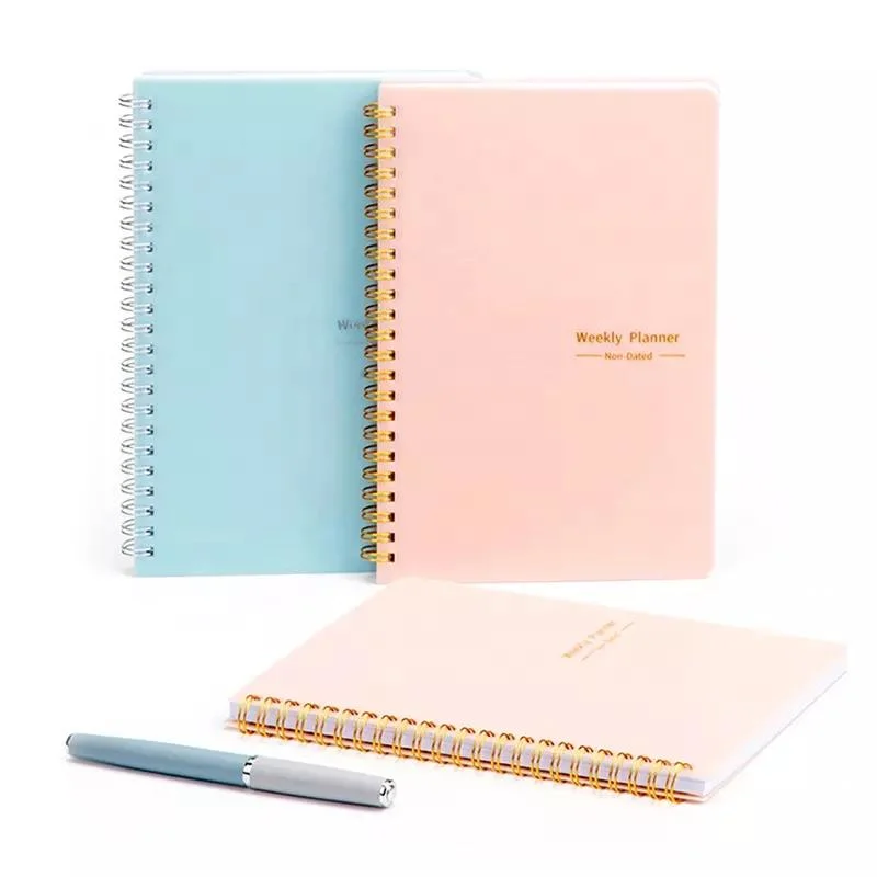 De impresión personalizados baratos en cantidades grandes de papelería escolar enlace enlazado de tapa dura el programa Planner un cuaderno de espiral5